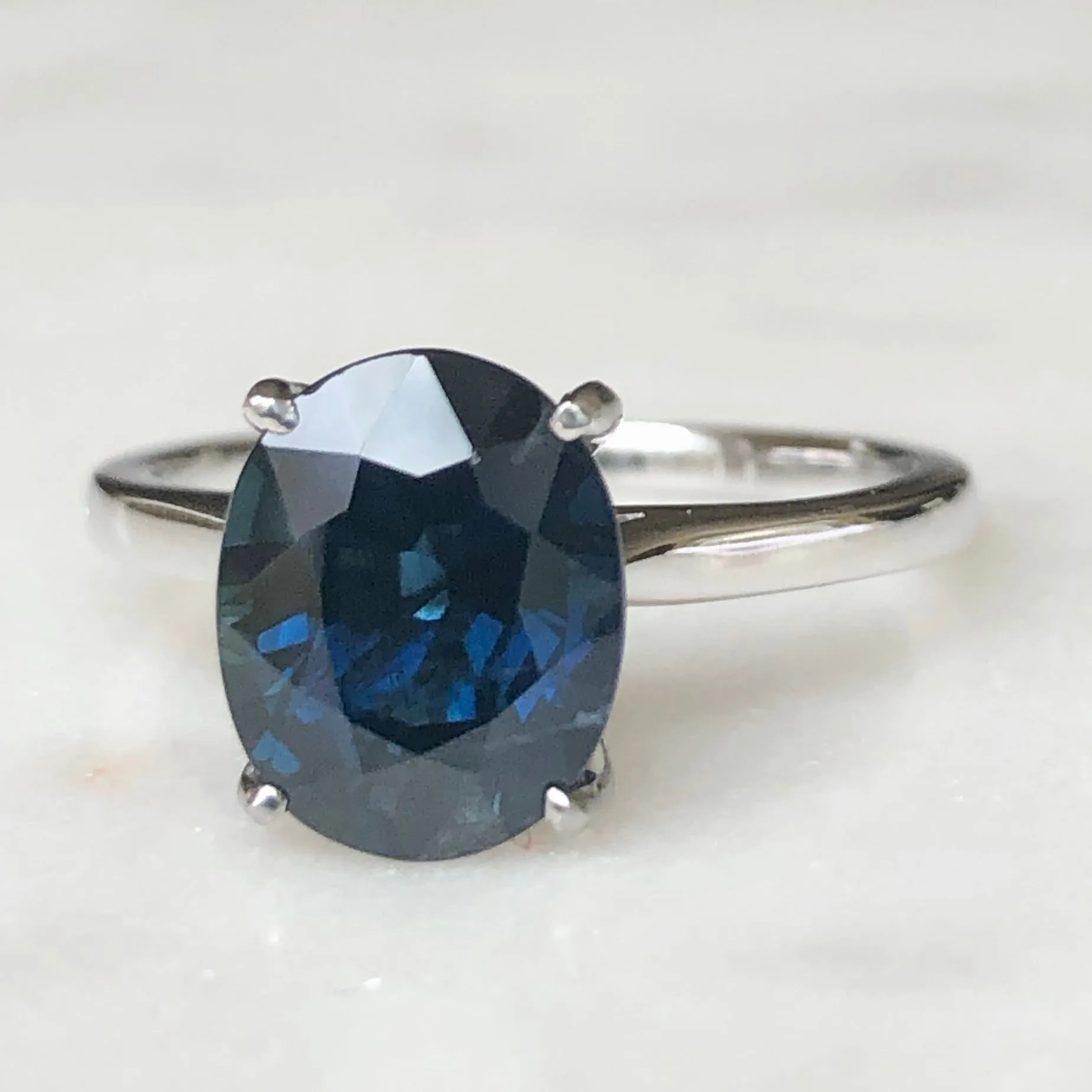 3.80 Carat Solitaire Engagement Sapphire Platinum Ring