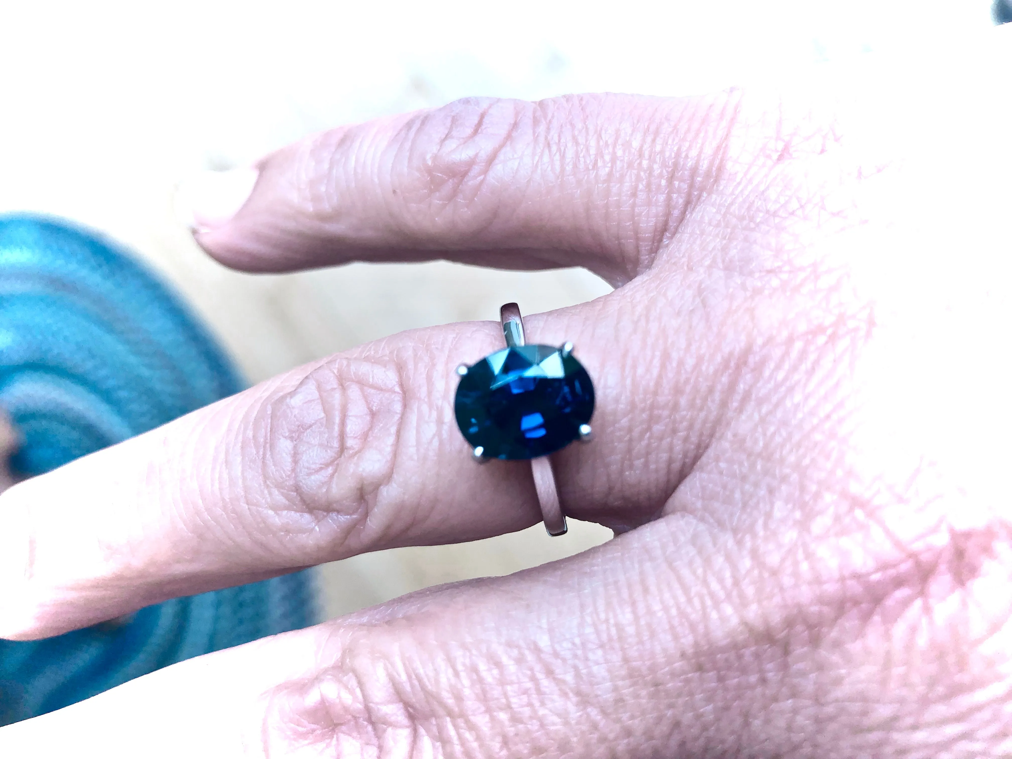 3.80 Carat Solitaire Engagement Sapphire Platinum Ring
