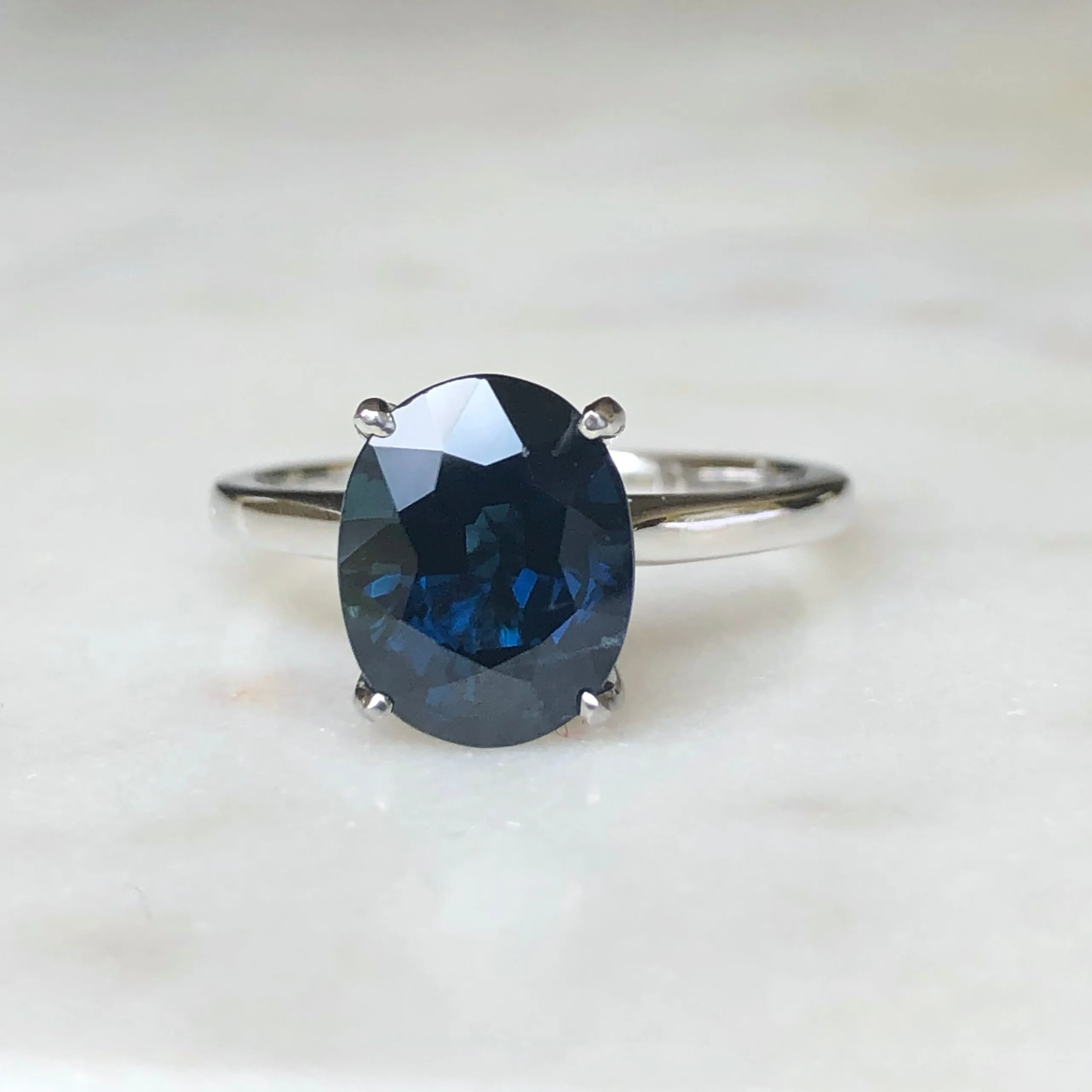3.80 Carat Solitaire Engagement Sapphire Platinum Ring