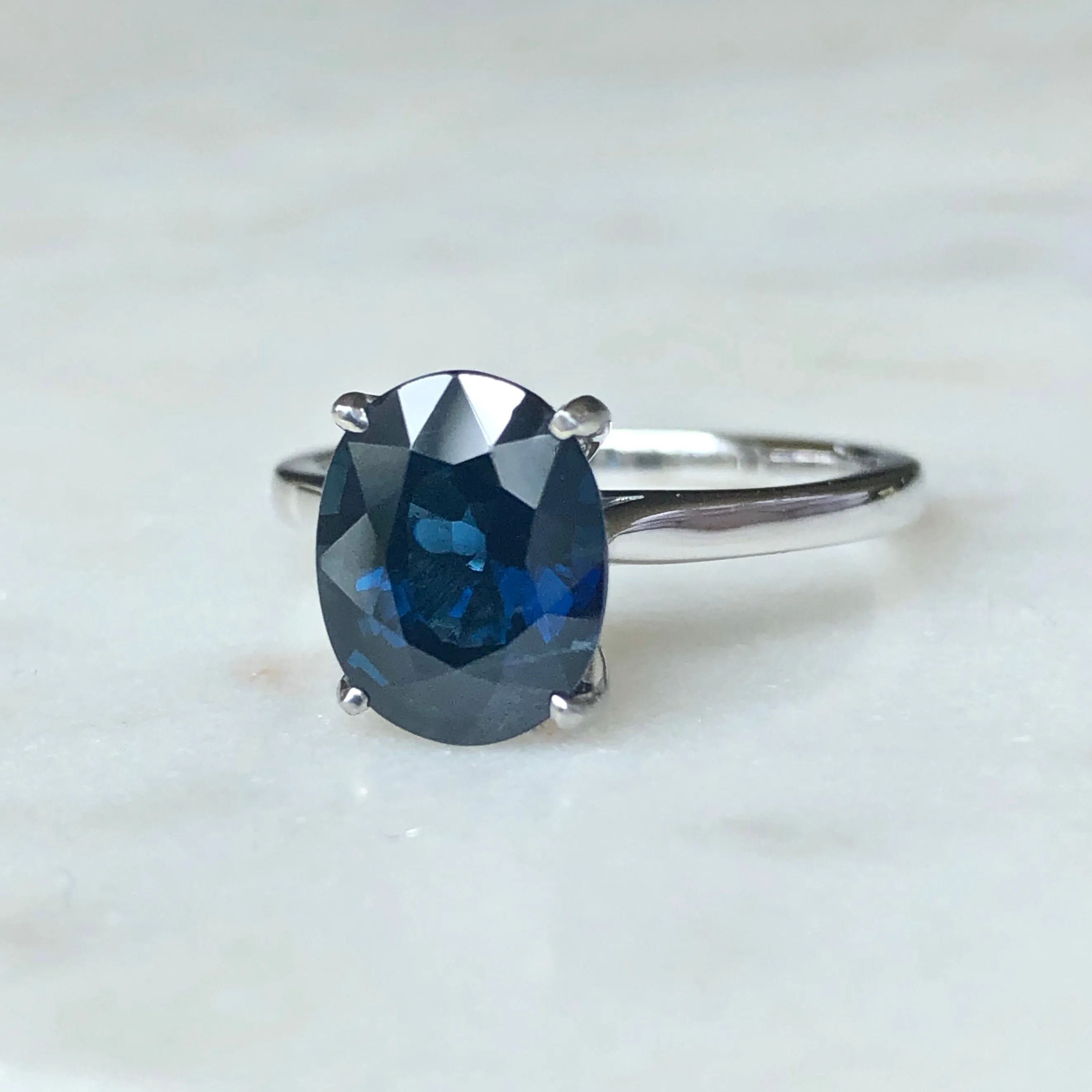 3.80 Carat Solitaire Engagement Sapphire Platinum Ring