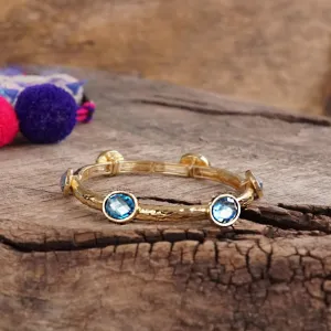 5 Piece Boho Beaded Bracelet Stack Semi Precious Glass Beads - Blue