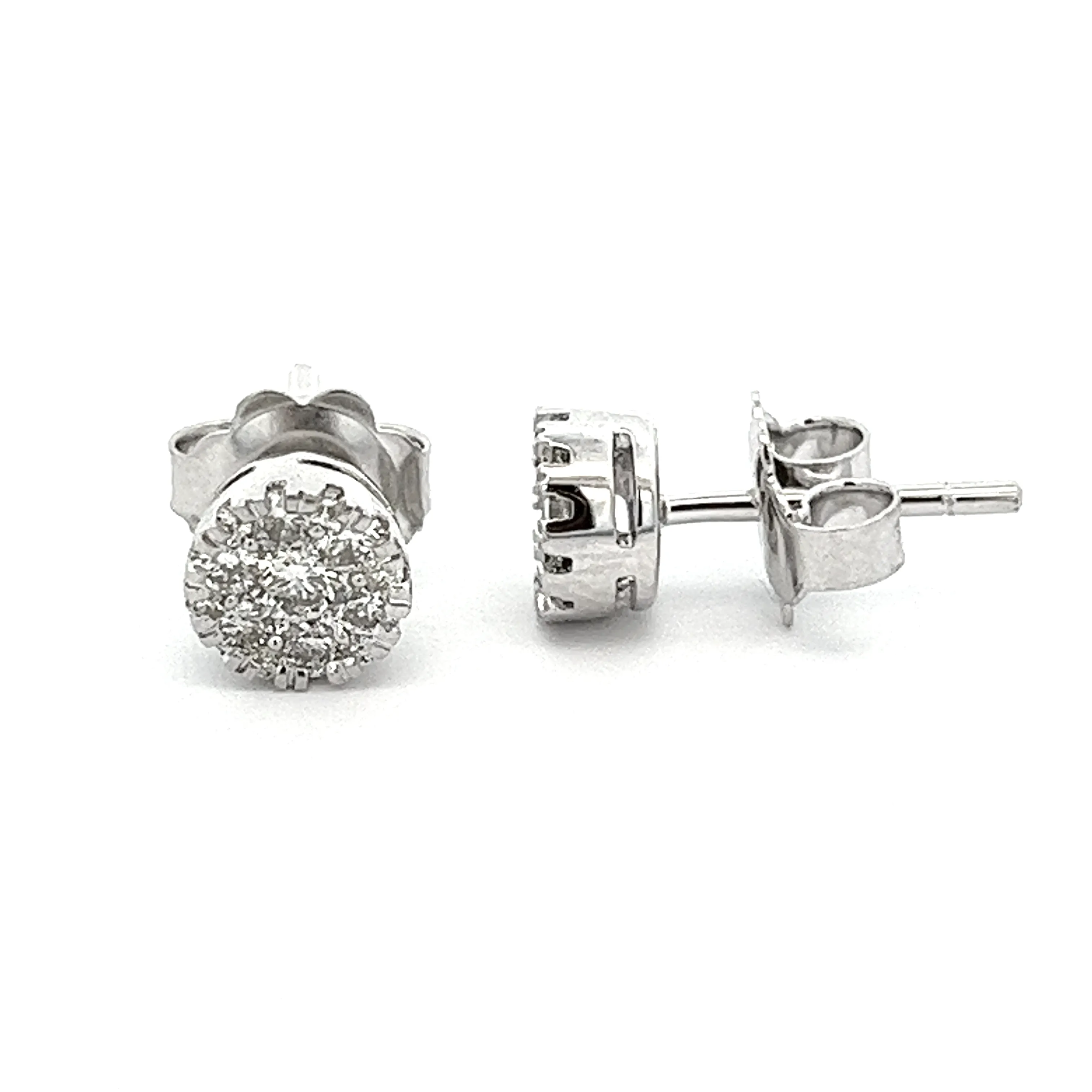 .50ct 14k White Gold Diamond Cluster Earrings