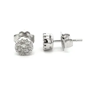 .50ct 14k White Gold Diamond Cluster Earrings