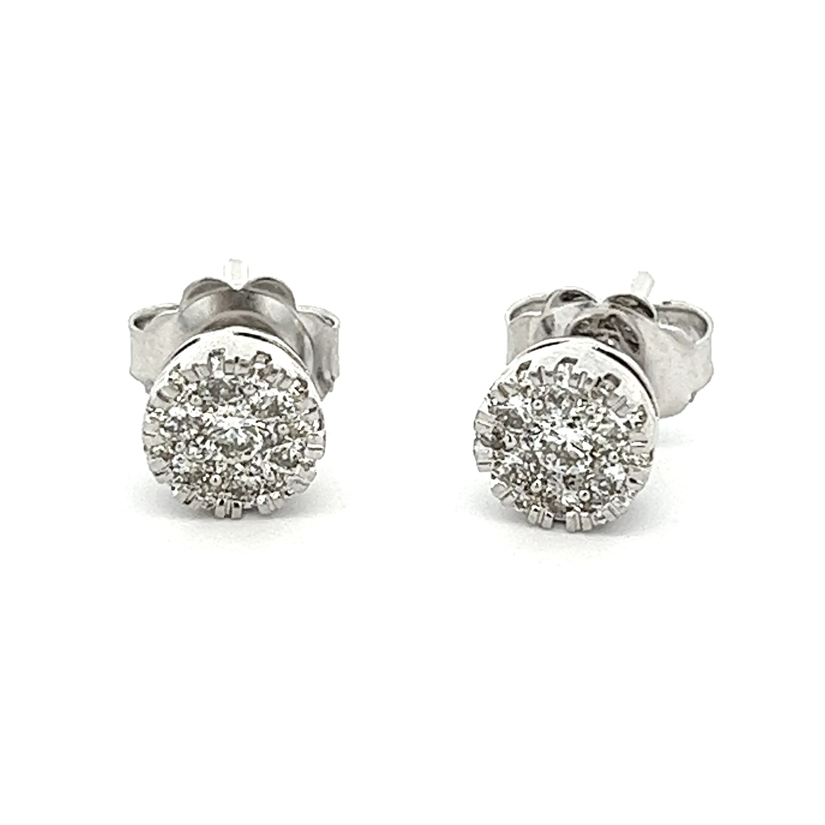.50ct 14k White Gold Diamond Cluster Earrings
