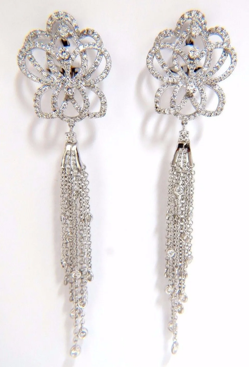 5.40ct natural diamonds cluster dangle drop earrings 18kt gilt deco