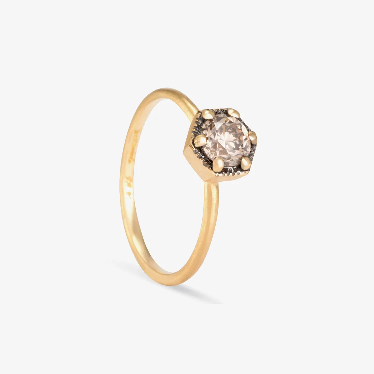 5mm Brown Diamond Hexagon Ring | R2206BR