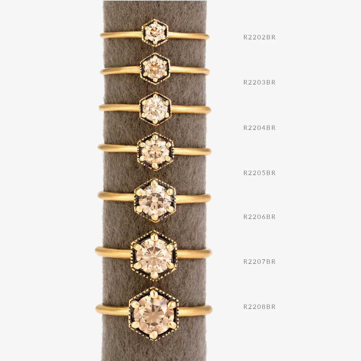 5mm Brown Diamond Hexagon Ring | R2206BR