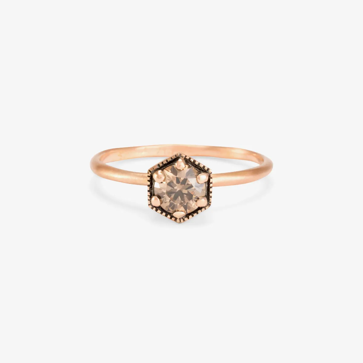 5mm Brown Diamond Hexagon Ring | R2206BR