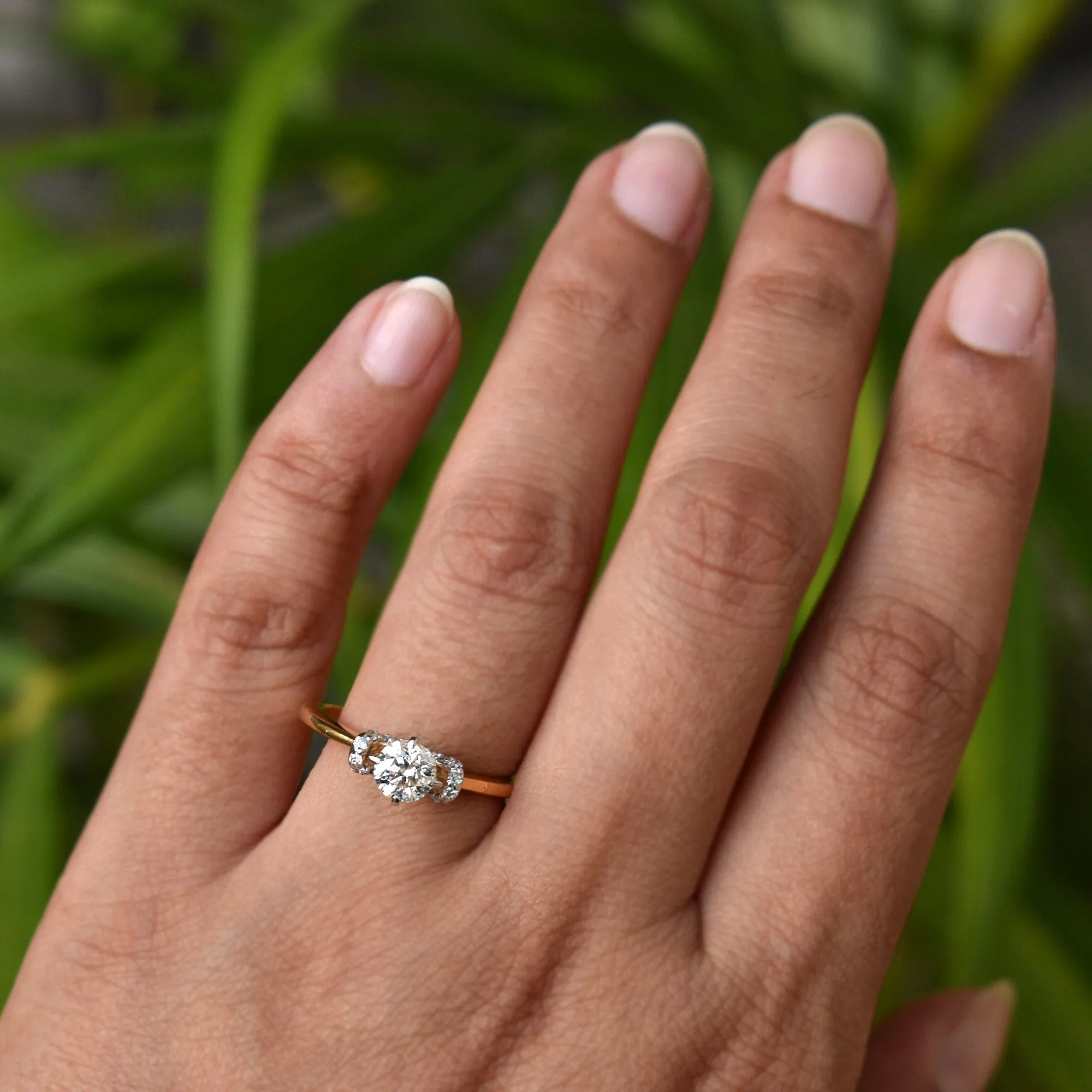 5mm Round Moissanite & Diamond Engagement Ring