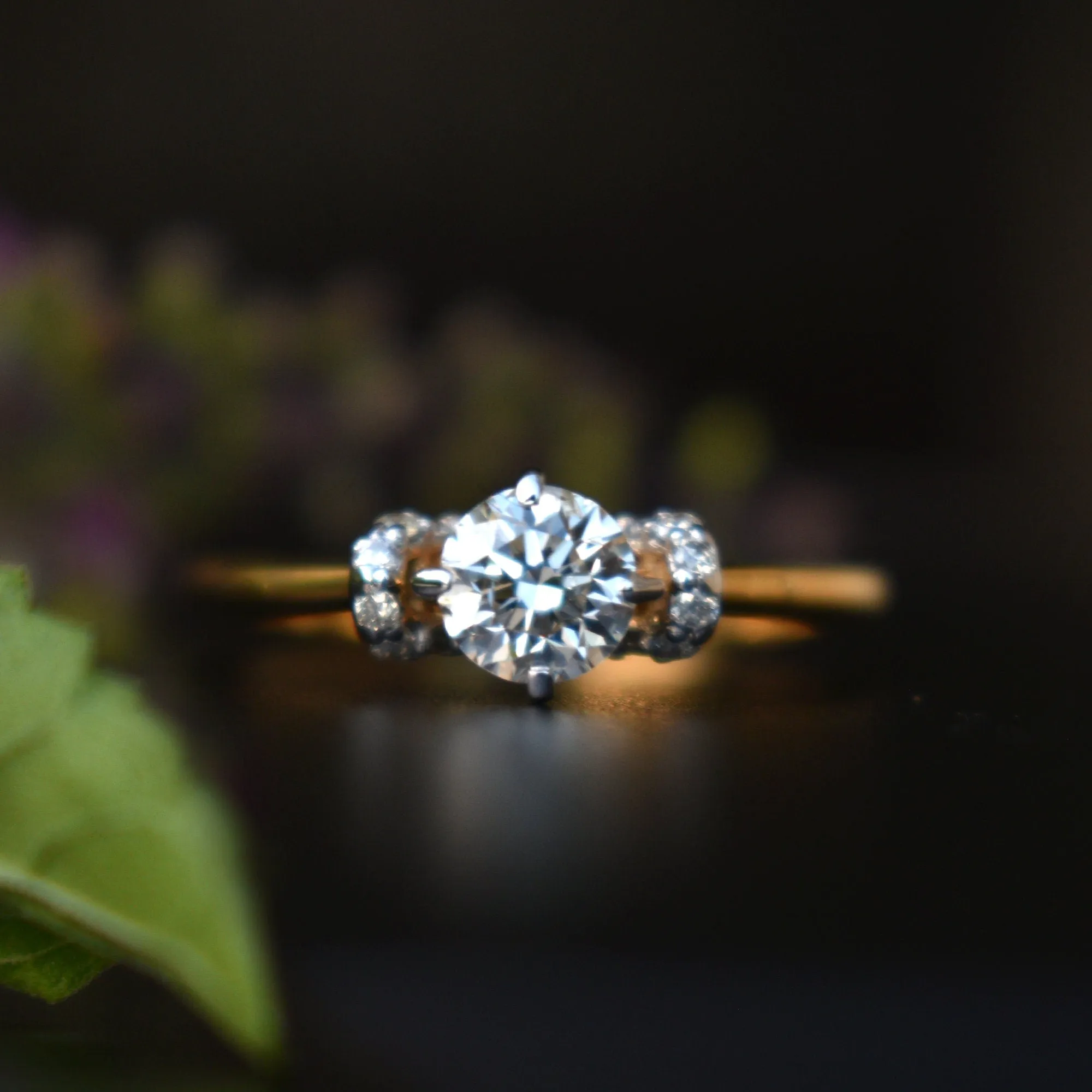 5mm Round Moissanite & Diamond Engagement Ring
