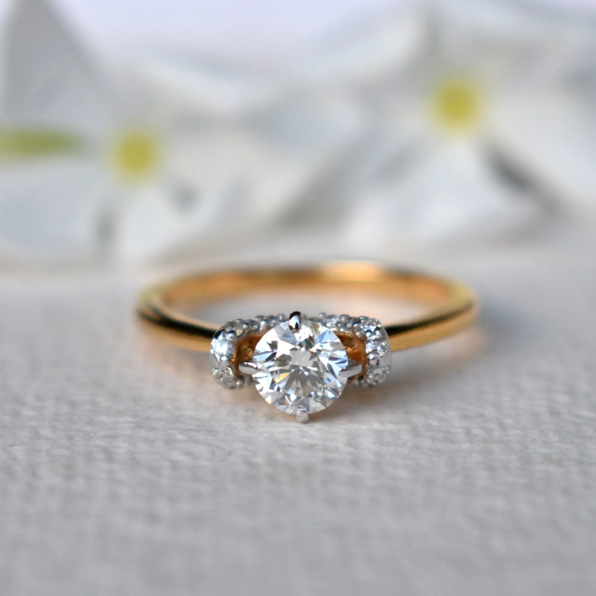5mm Round Moissanite & Diamond Engagement Ring