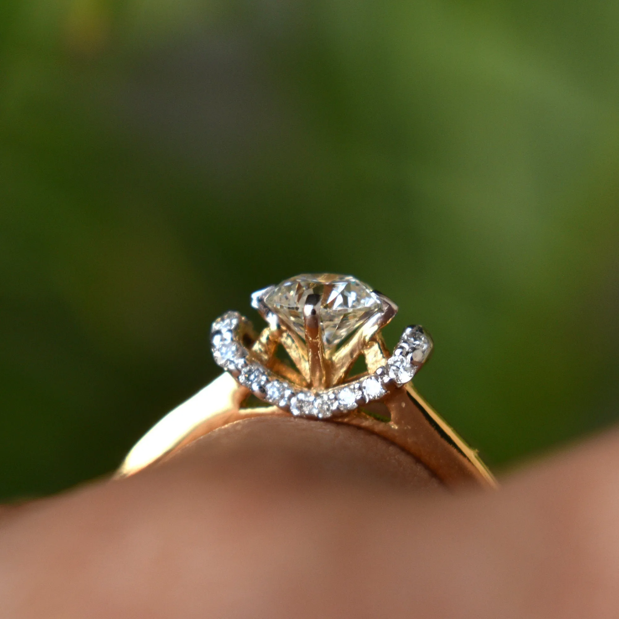 5mm Round Moissanite & Diamond Engagement Ring