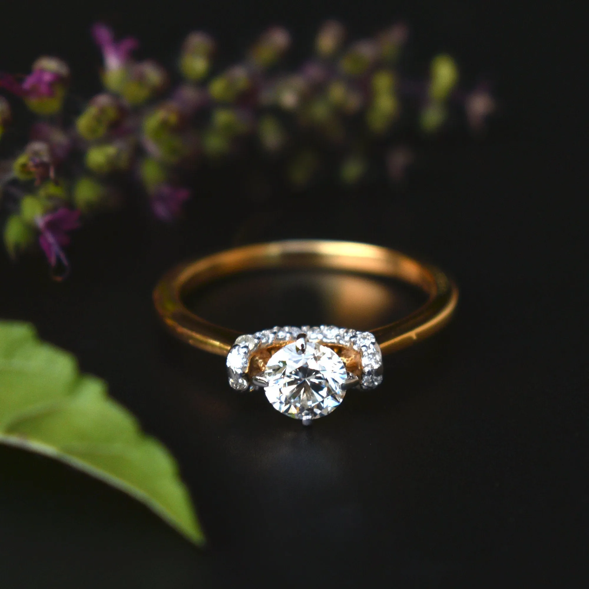 5mm Round Moissanite & Diamond Engagement Ring
