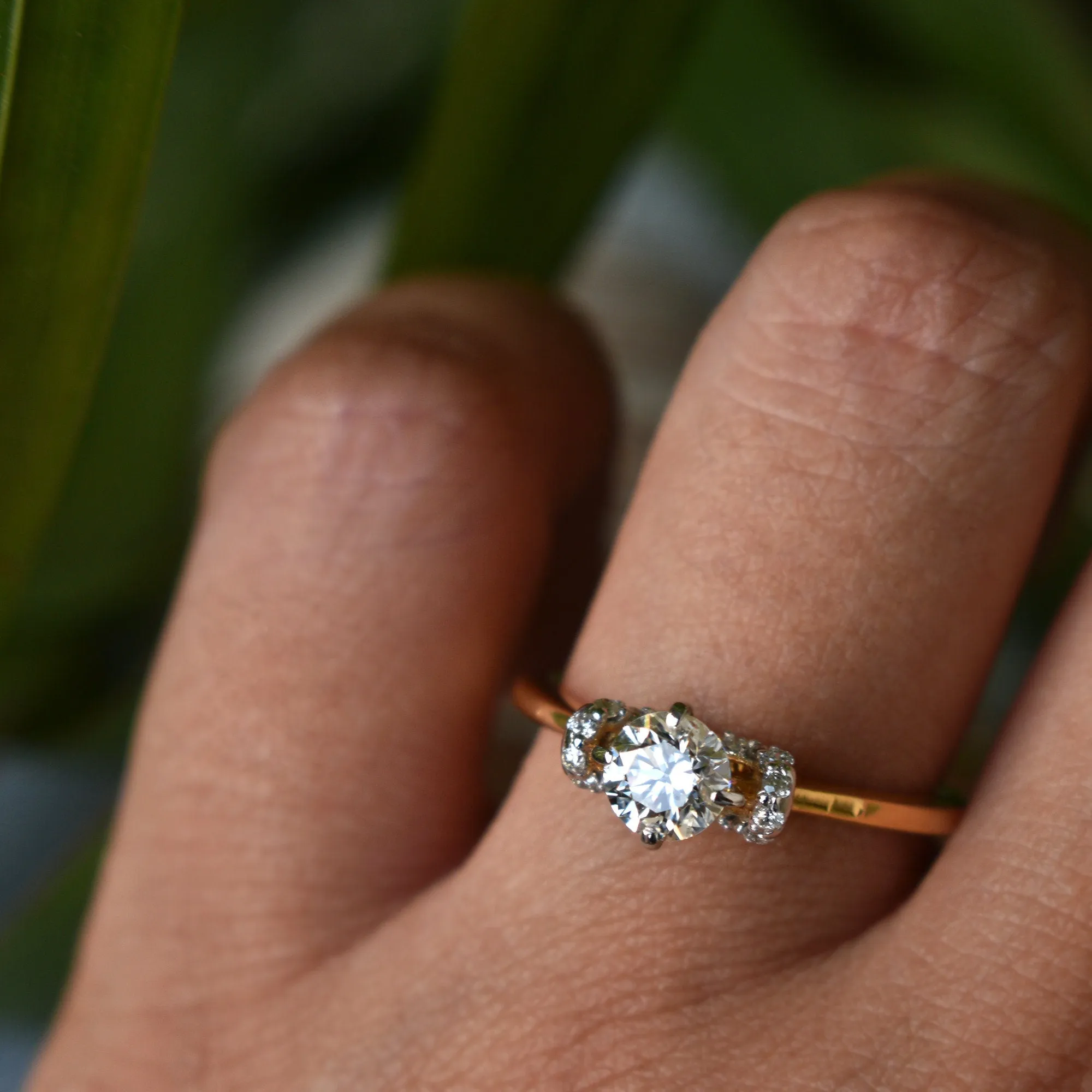5mm Round Moissanite & Diamond Engagement Ring