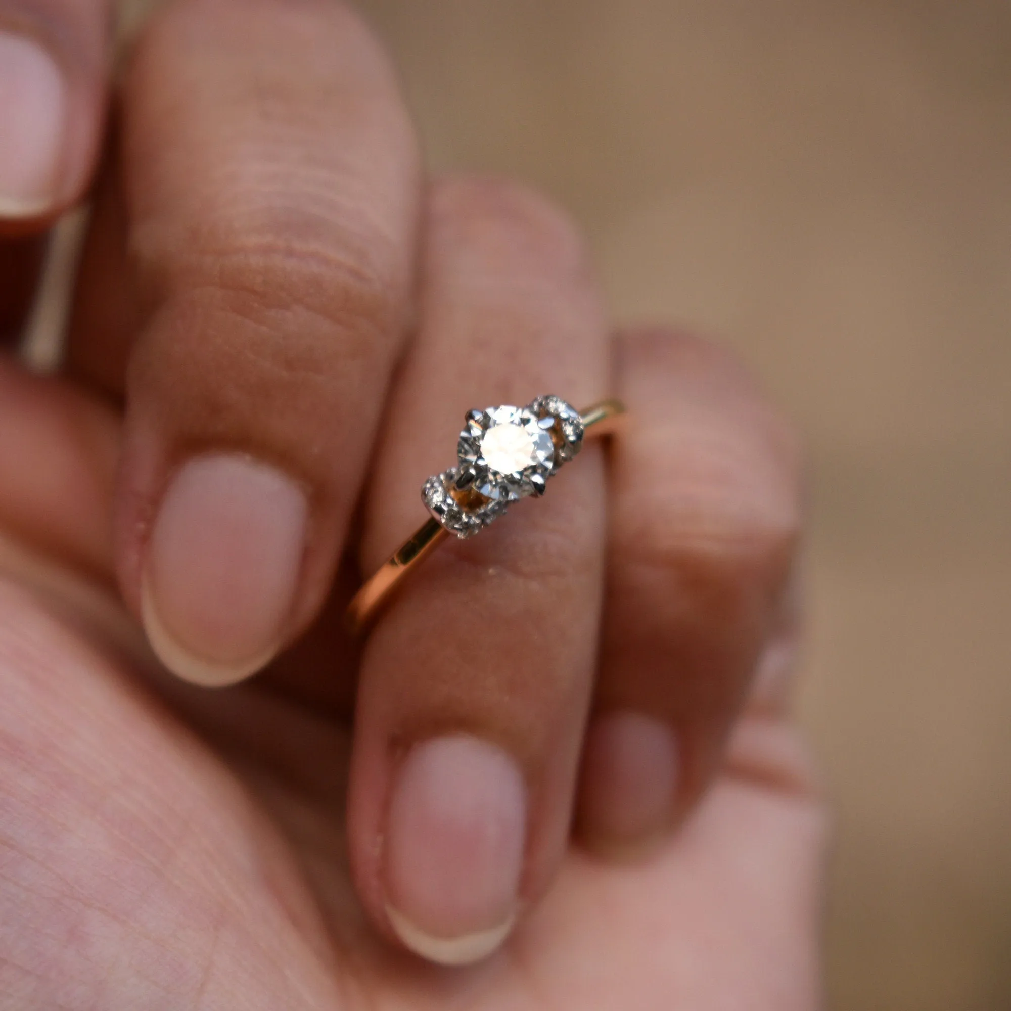 5mm Round Moissanite & Diamond Engagement Ring