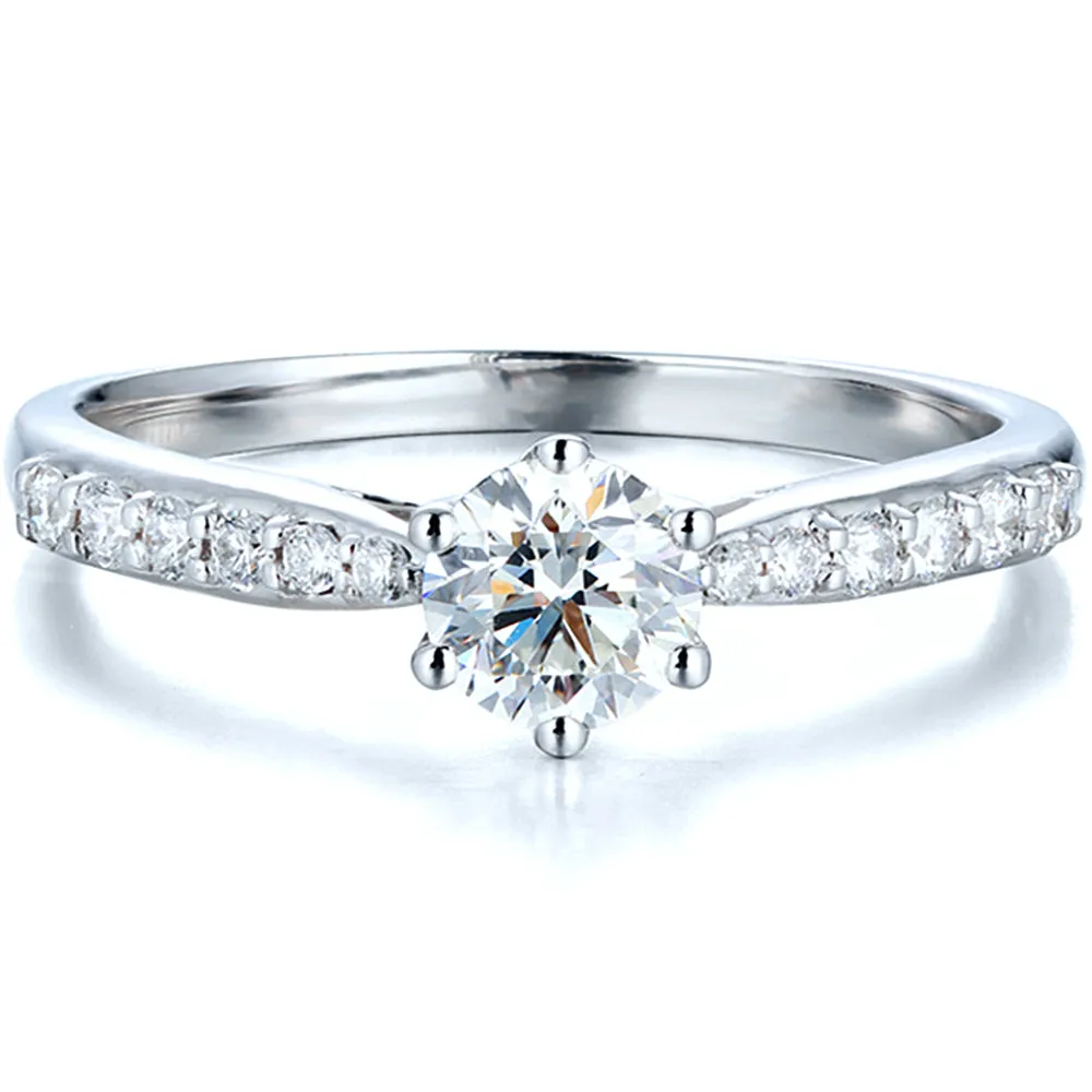 6 Prong GIA Cert Diamond Engagement Ring