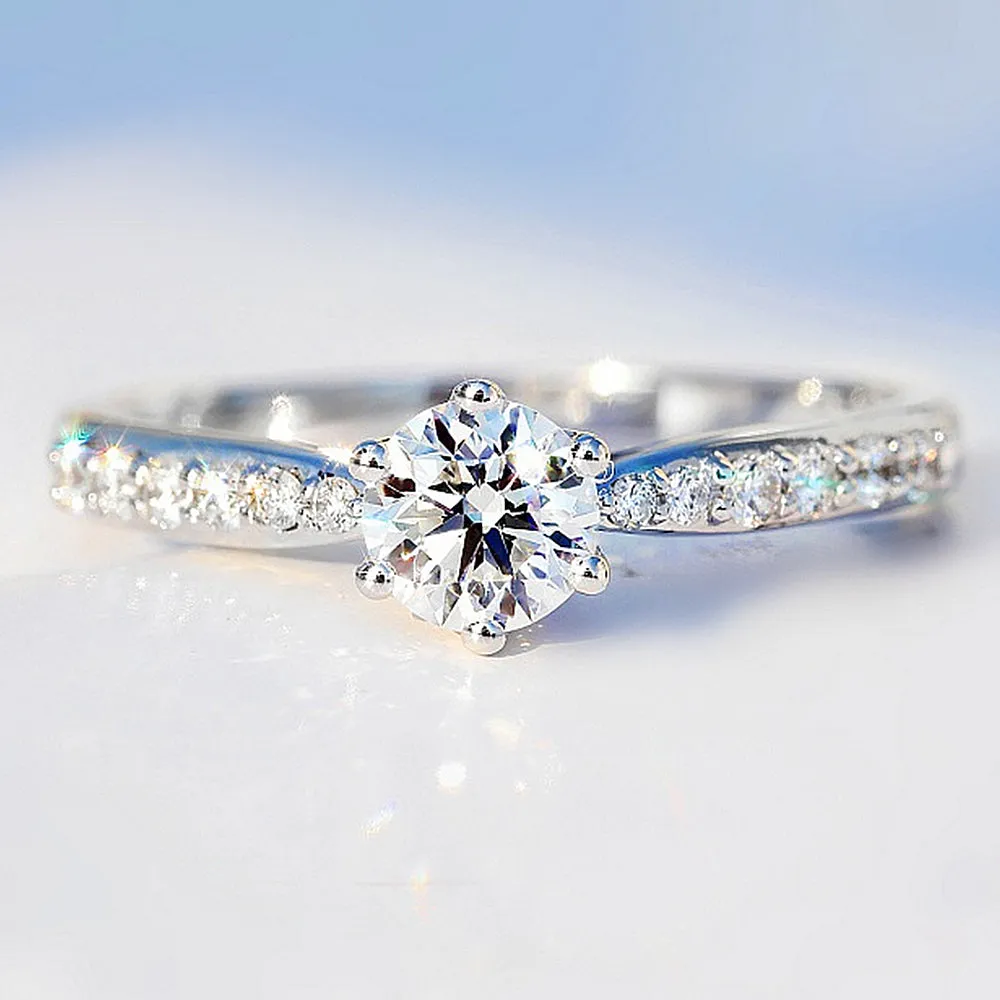 6 Prong GIA Cert Diamond Engagement Ring