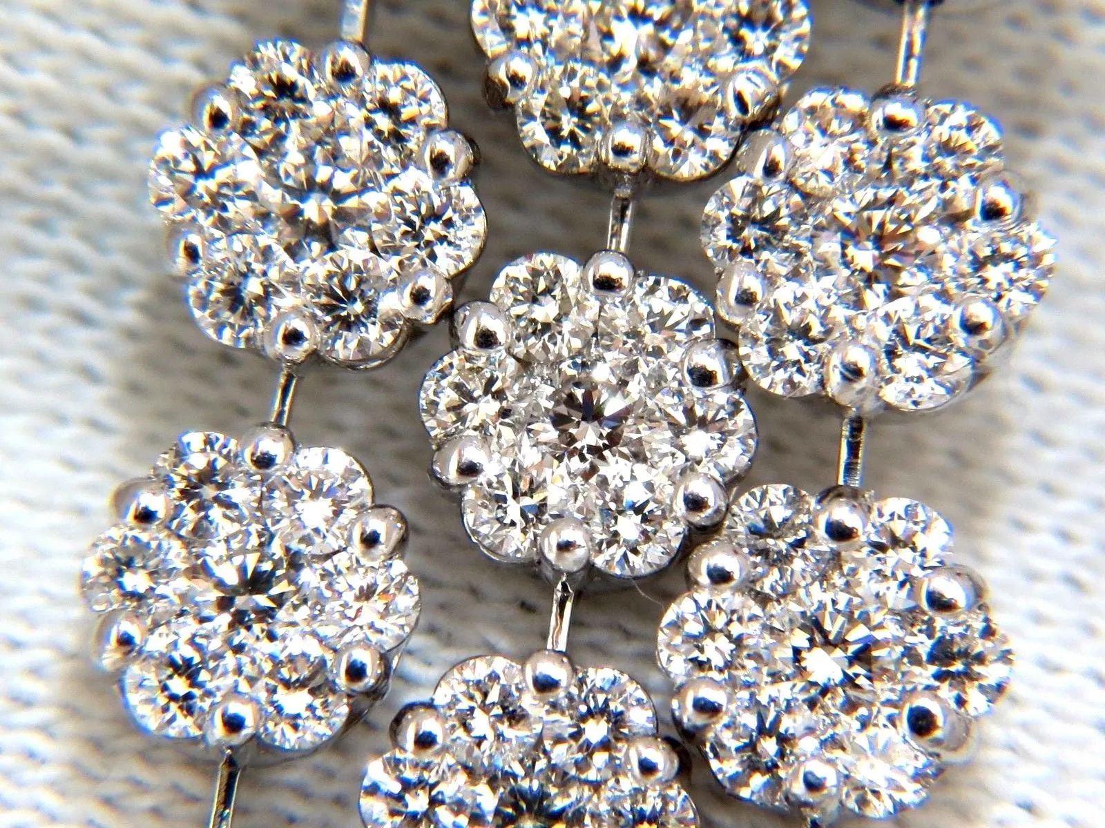 6.50ct. natural round diamonds tier floating clusters dangle earrings g.vs 18kt
