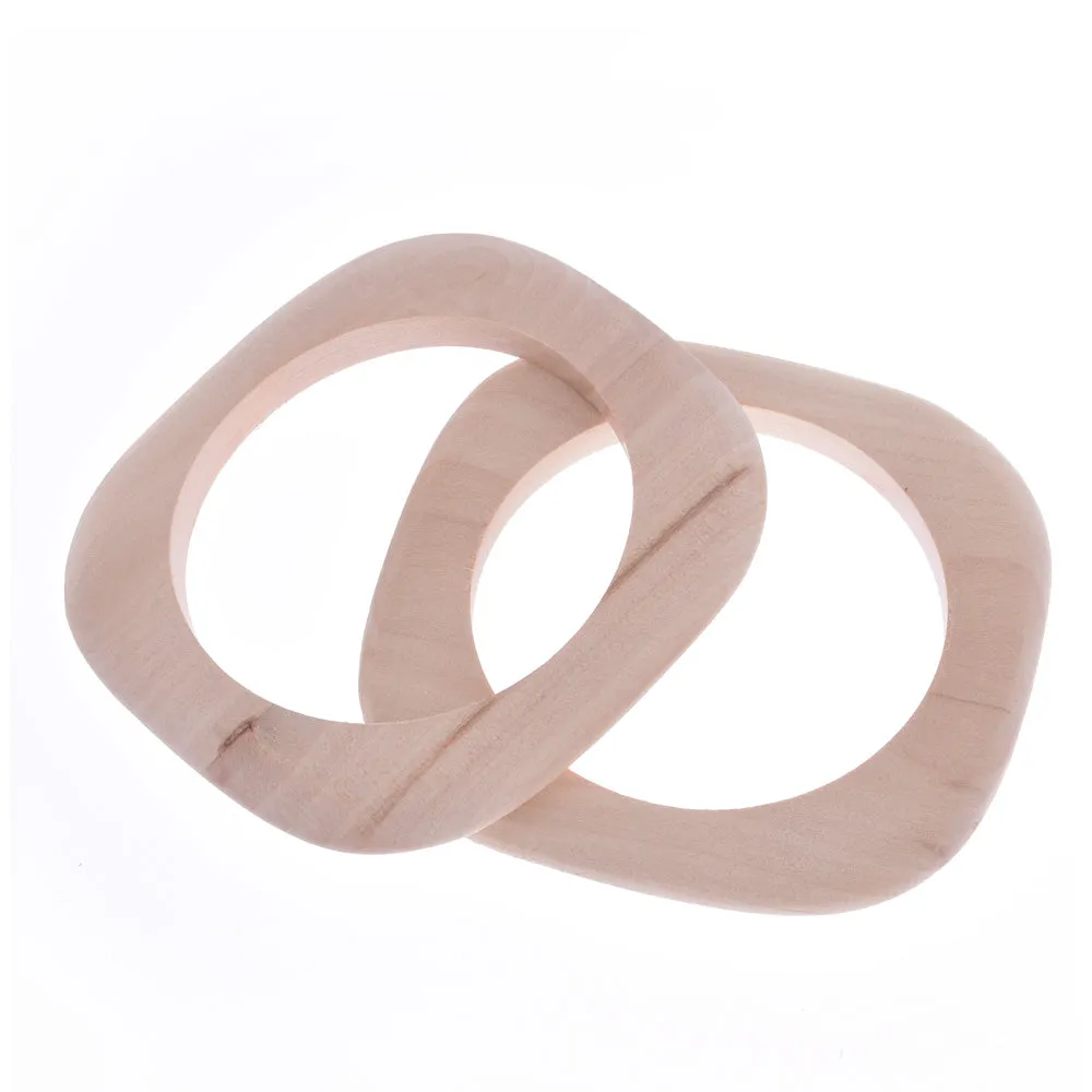 67mm Square Wood Bracelet Unfinished Natural Wooden Bangle wood bracelets findings Gift for Her Jewelry Supply  2pcs