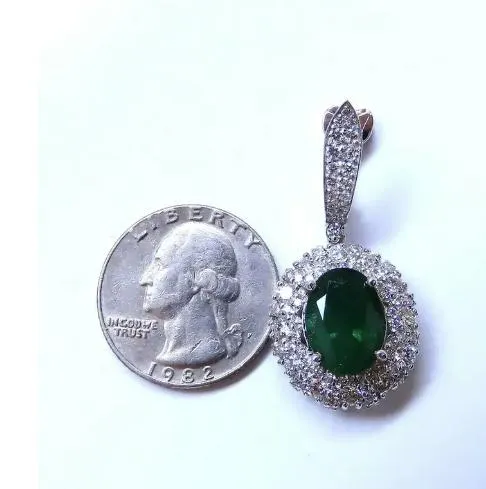 8.35ct Natural Oval Emeralds Diamond Dangle Earrings 18kt Halo Cluster 12643