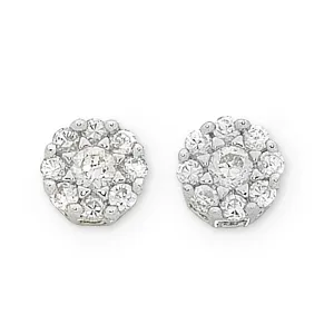 9ct White Gold Diamond Cluster Studs