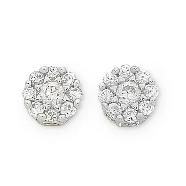 9ct White Gold Diamond Cluster Studs