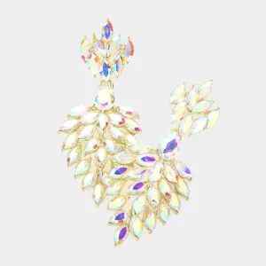 AB Marquise Cluster Stone Chandelier Earrings on Gold| Pageant Earrings | Prom Earrings |  604679