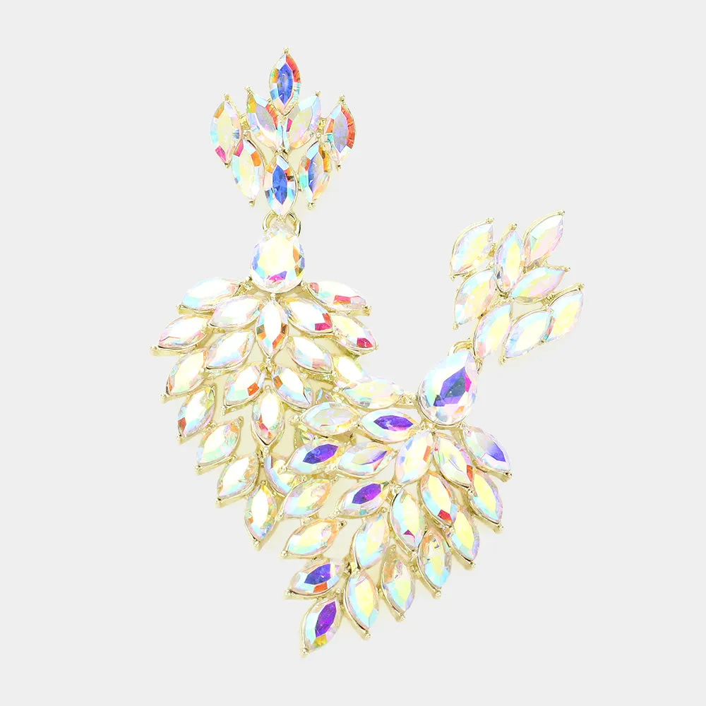 AB Marquise Cluster Stone Chandelier Earrings on Gold| Pageant Earrings | Prom Earrings |  604679