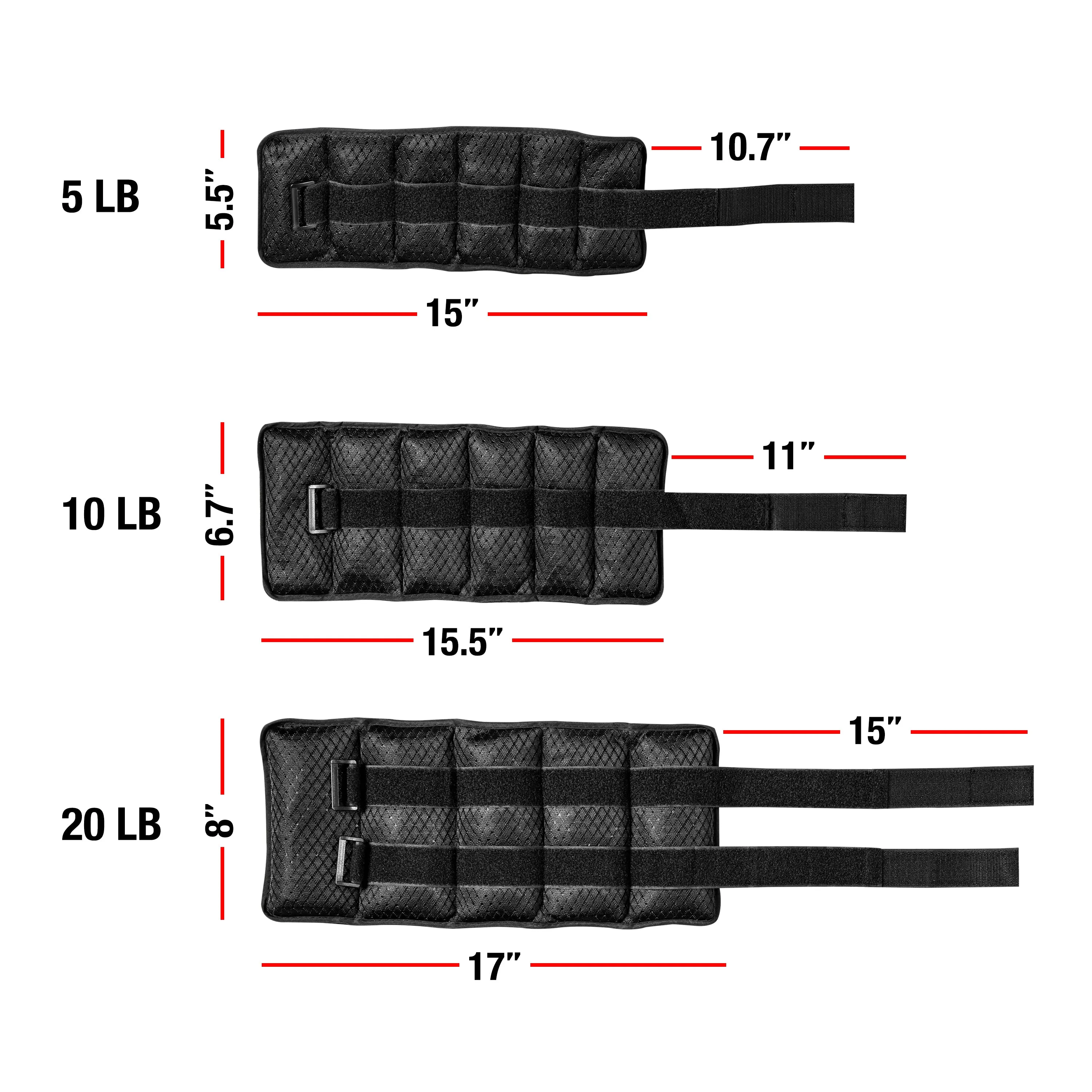Adjustable Wrist/Ankle Weights, 20-Pound Pair