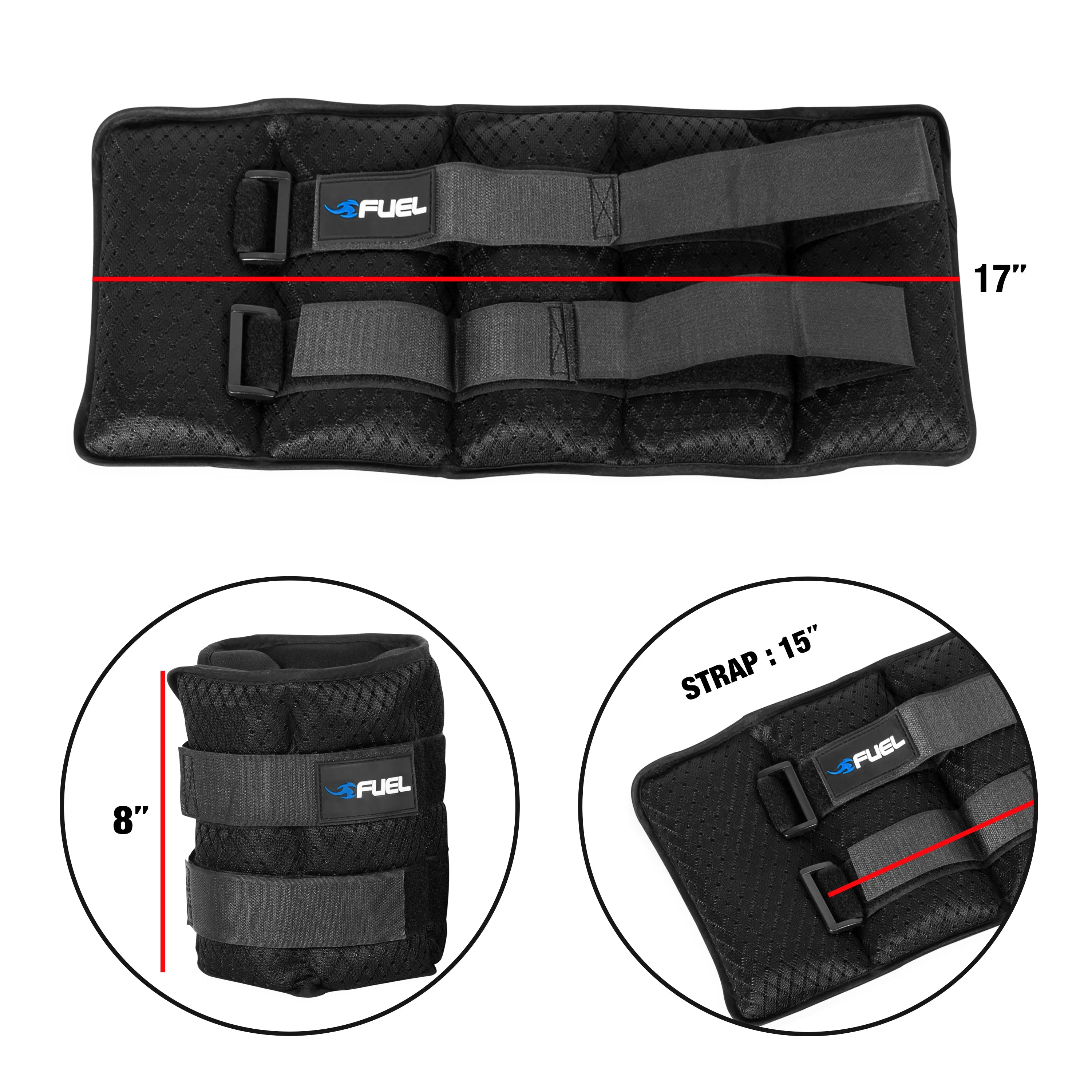 Adjustable Wrist/Ankle Weights, 20-Pound Pair