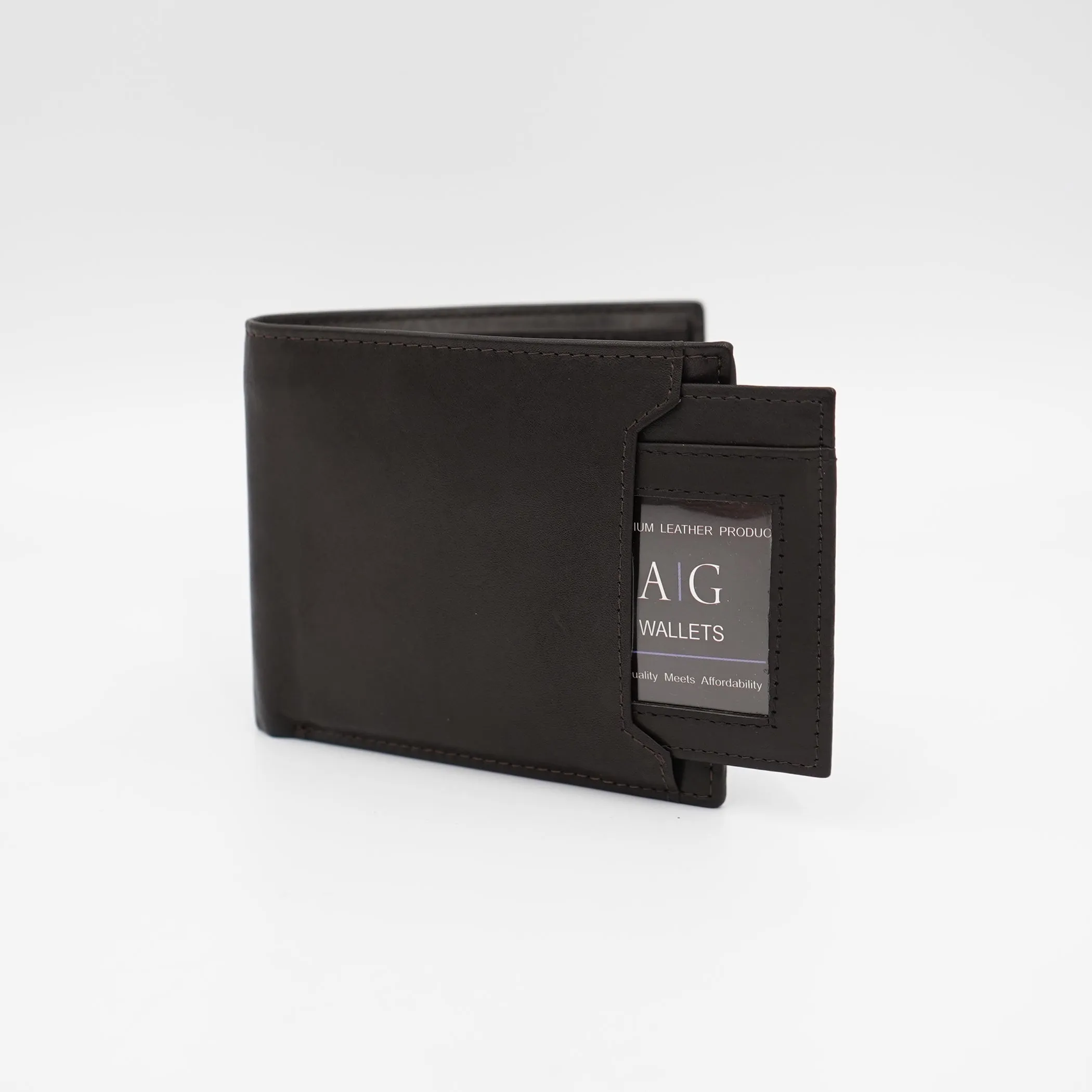 AG Wallets Leather Men's 2-in-1 Bifold Wallet with Detachable Minimalist ID Holder – Sleek & Functional Card Organizer