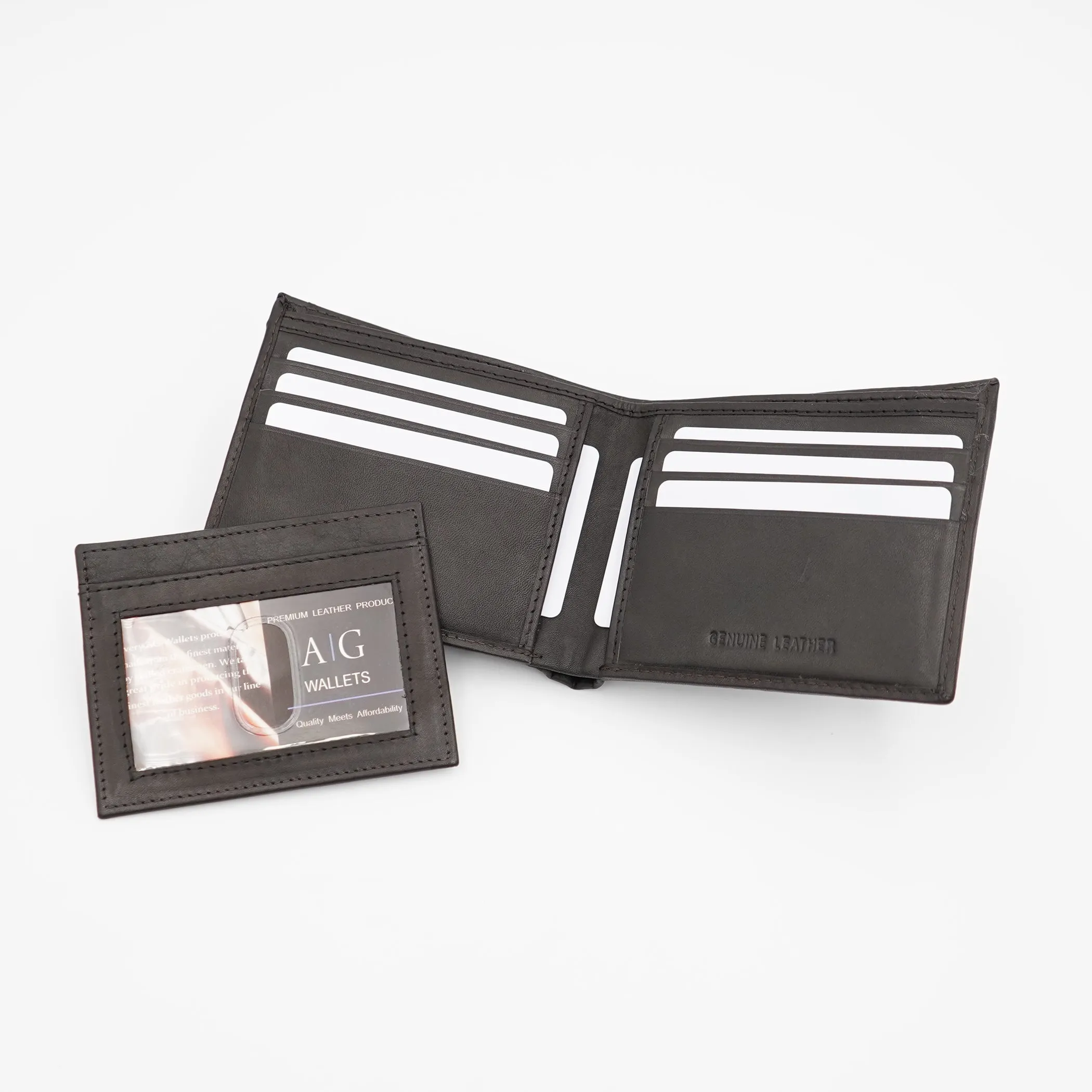 AG Wallets Leather Men's 2-in-1 Bifold Wallet with Detachable Minimalist ID Holder – Sleek & Functional Card Organizer