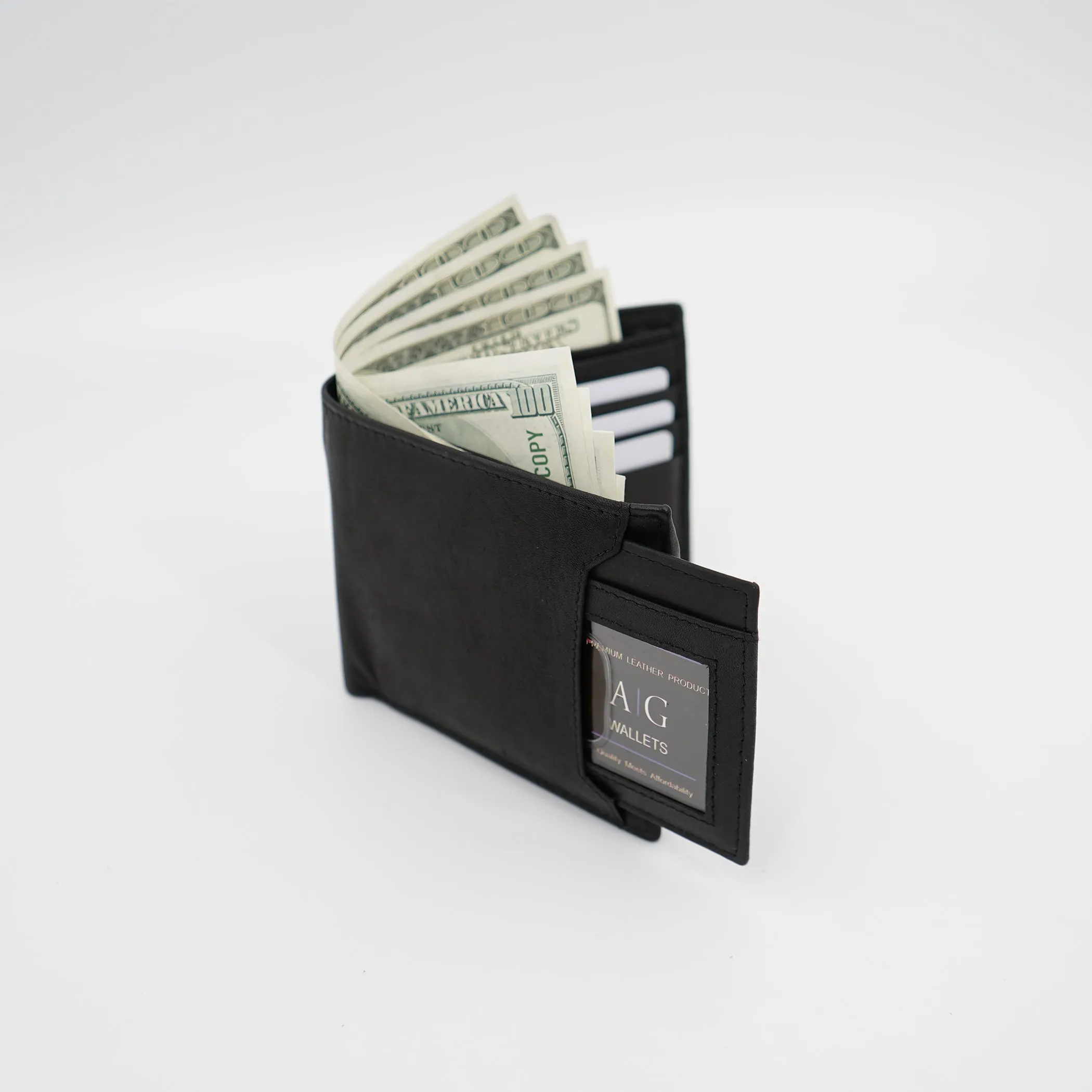 AG Wallets Leather Men's 2-in-1 Bifold Wallet with Detachable Minimalist ID Holder – Sleek & Functional Card Organizer