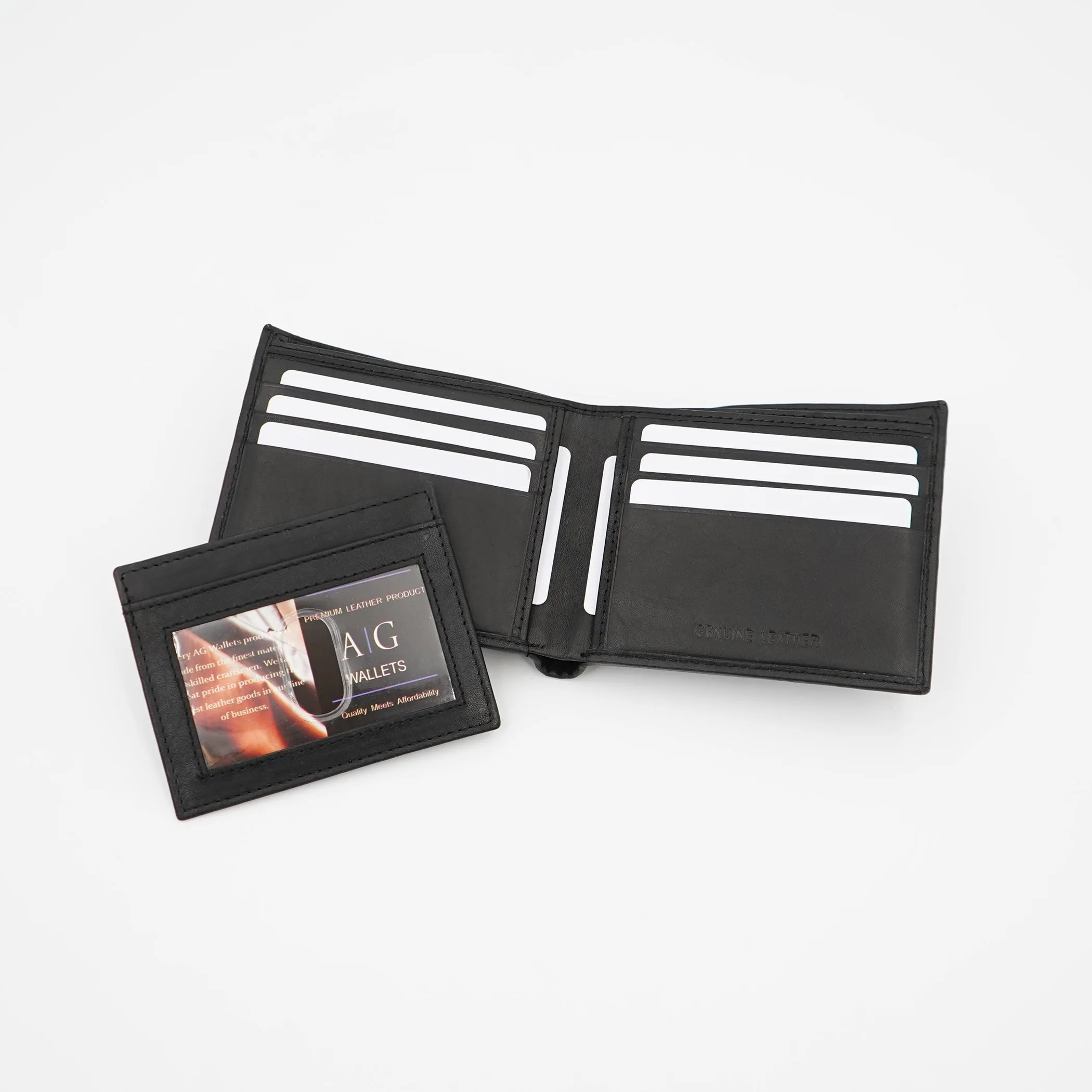 AG Wallets Leather Men's 2-in-1 Bifold Wallet with Detachable Minimalist ID Holder – Sleek & Functional Card Organizer