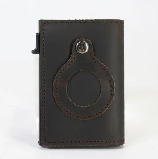 AirTag Wallet Anti Theft Bullet Card Bag Multi-functional Rfid Card Holder Men's Leather Slim Wallets For Airtag Air Tag