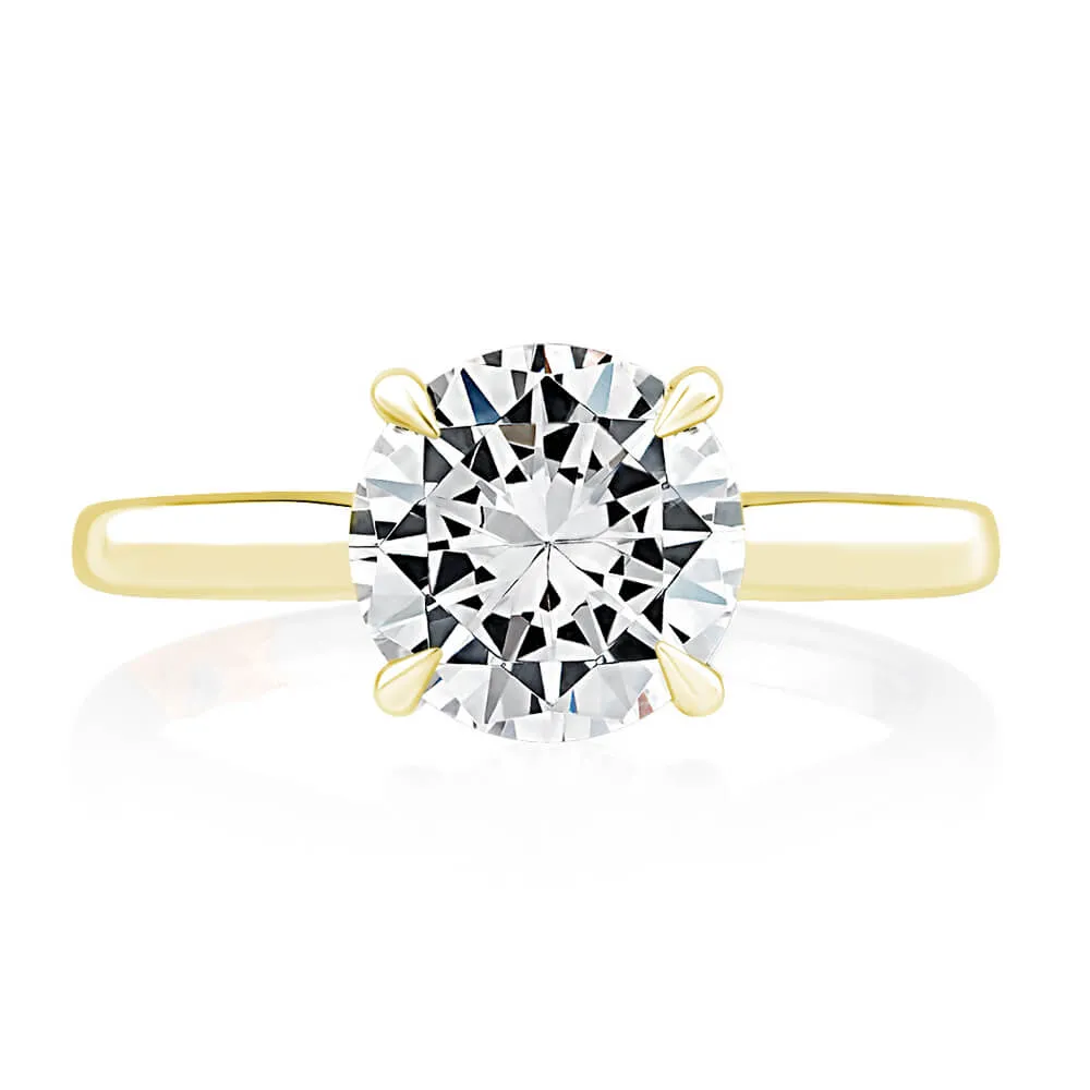 A.JAFFE Solitaire Round Center Diamond Engagement Ring with Peek-A-Boo Diamonds MECRD2543/208