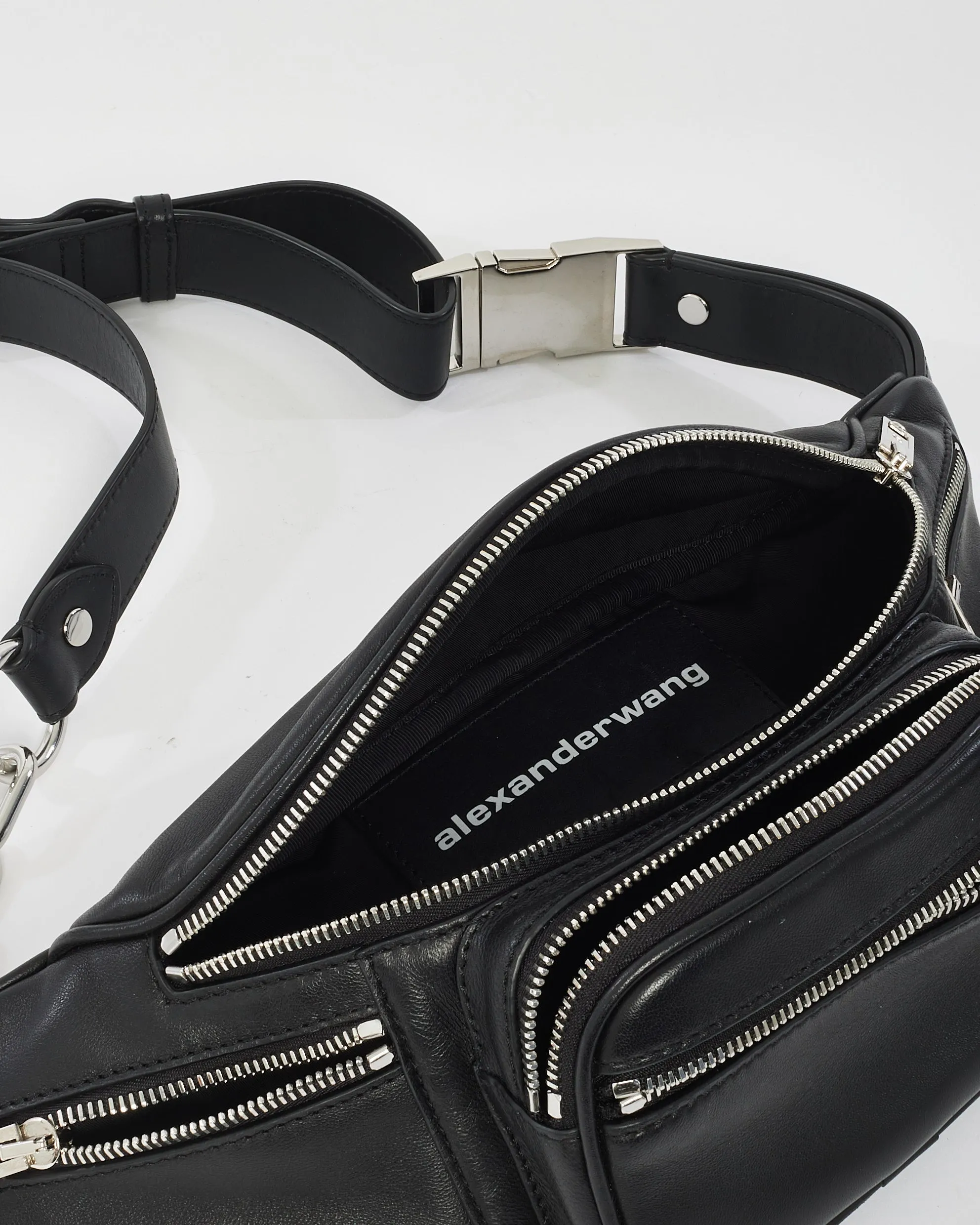 Alexander Wang Black Leather Attica Fanny Pack