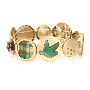 ALL THAT PLAID' - MULTI-MOTIF PENDANT STRETCH  BRACELETS #221GN2201 (1B3)