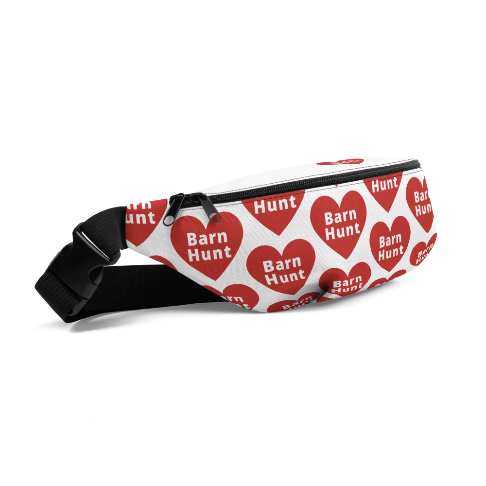 Allover Barn Hunt in Hearts Fanny Pack-Lt. Grey
