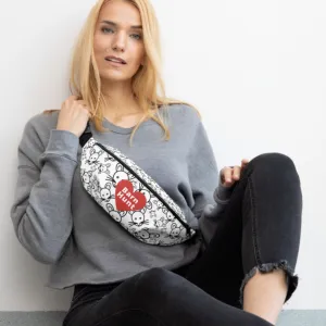 Allover Rat's Heads & Barn Hunt in Heart Fanny Pack-White