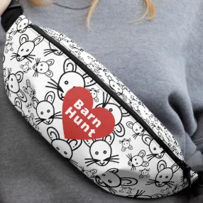 Allover Rat's Heads & Barn Hunt in Heart Fanny Pack-White