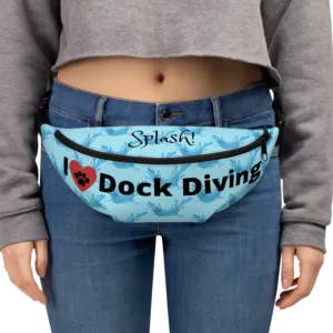 Allover Splashes & I Heart Dock Diving Fanny Pack-Blue