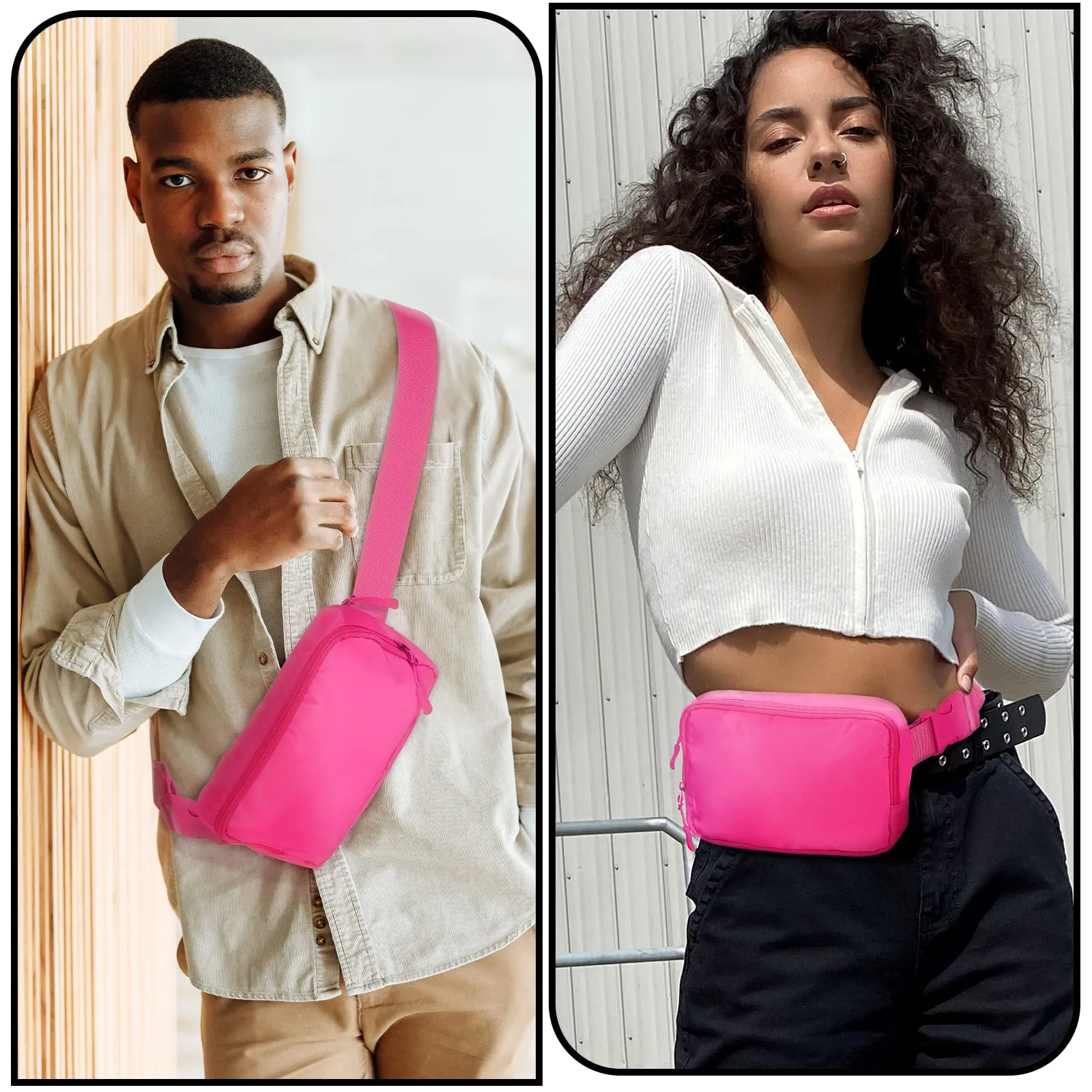 Amazerbst Waterproof Belt Bag with 40 Inch Adjustable Strap for Women and Men