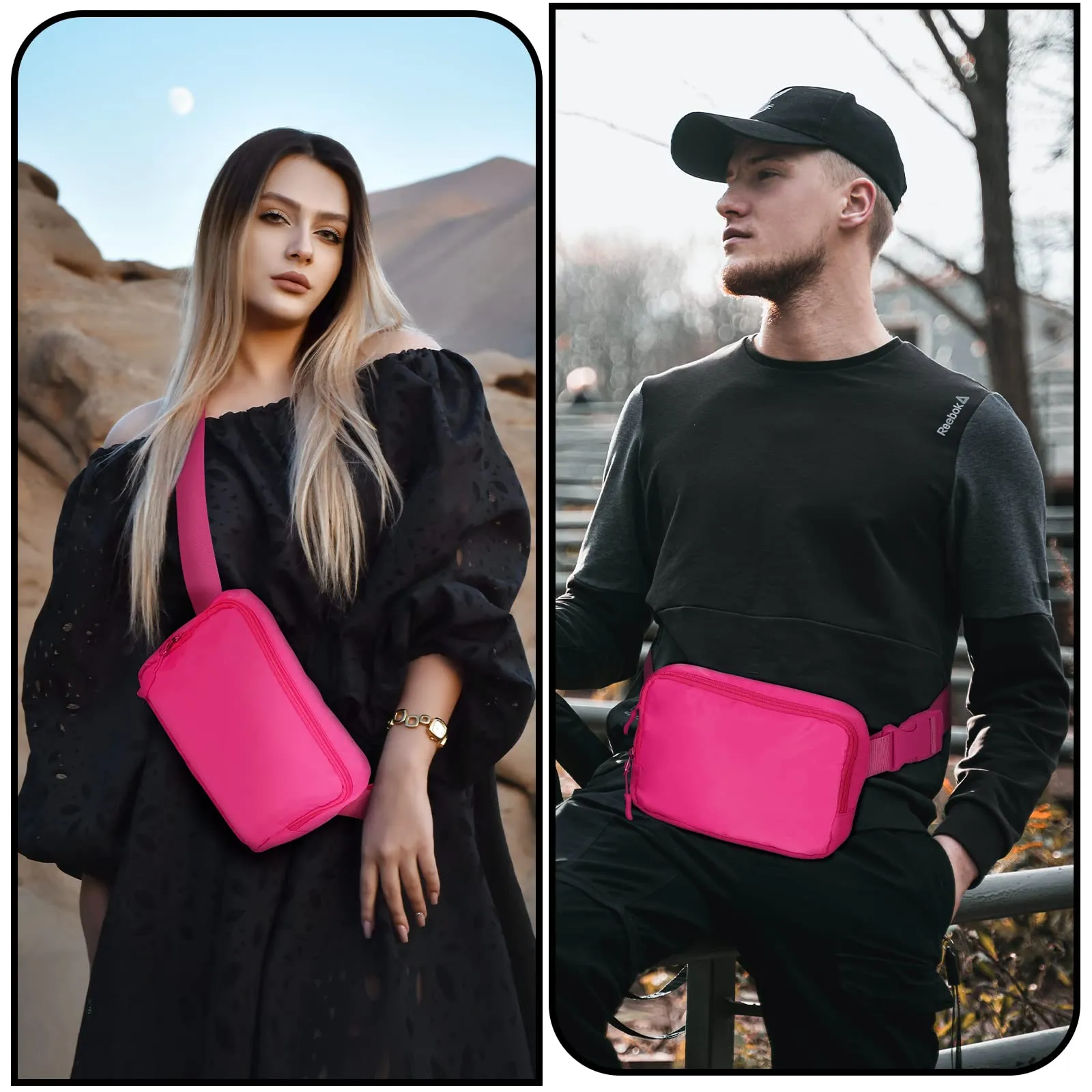Amazerbst Waterproof Belt Bag with 40 Inch Adjustable Strap for Women and Men