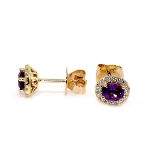 Amethyst Halo Earrings
