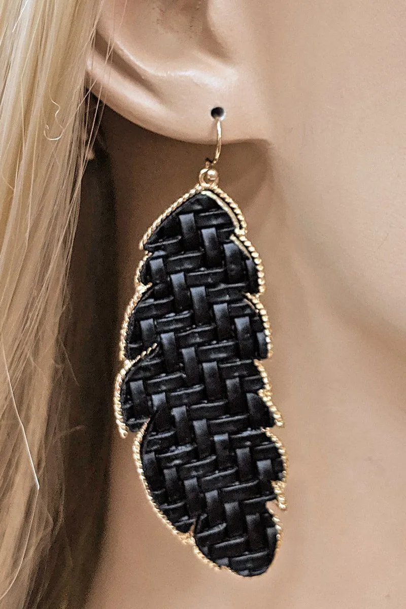 Animal Print Braided Leather Earrings