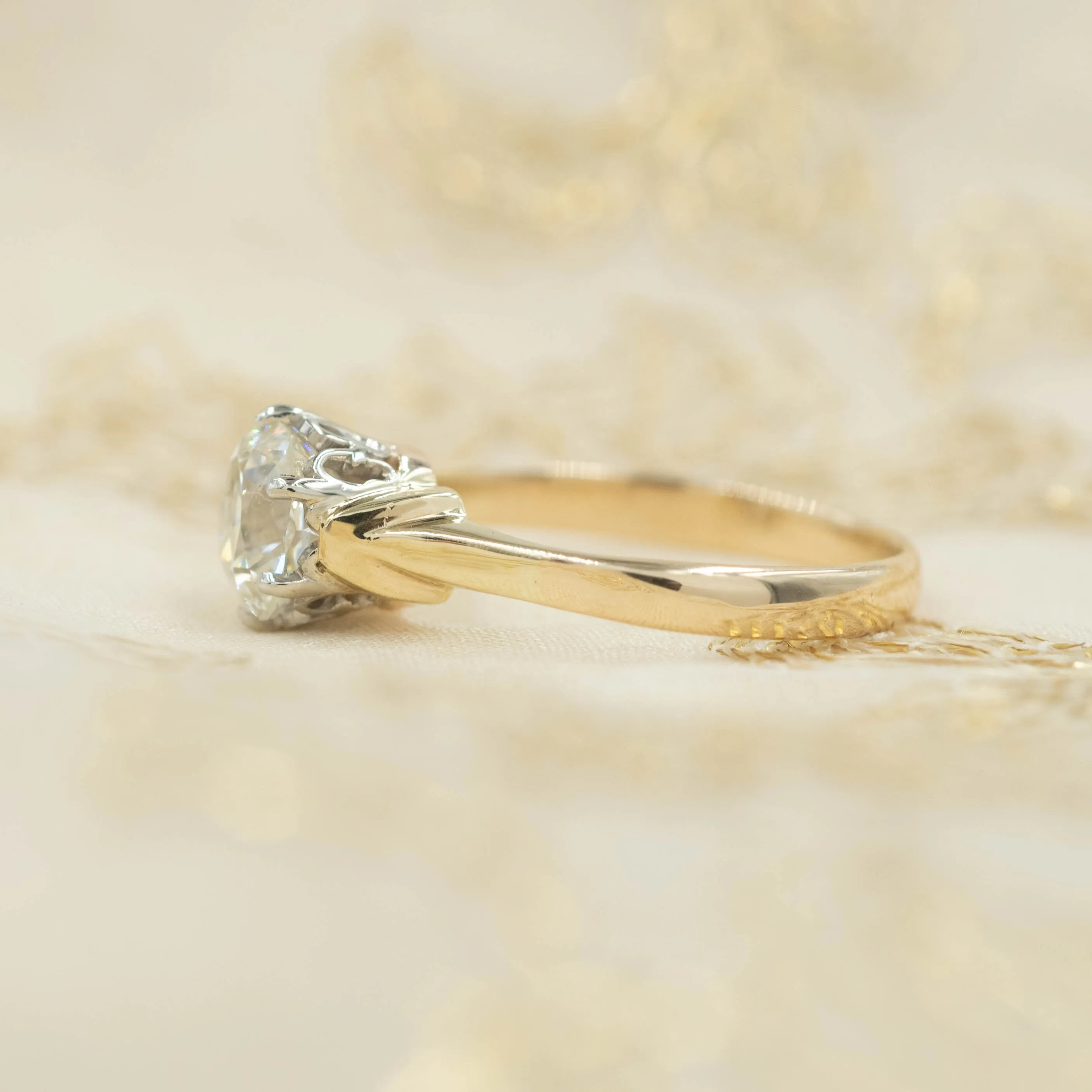 Antique Cushion Cut Diamond Solitaire