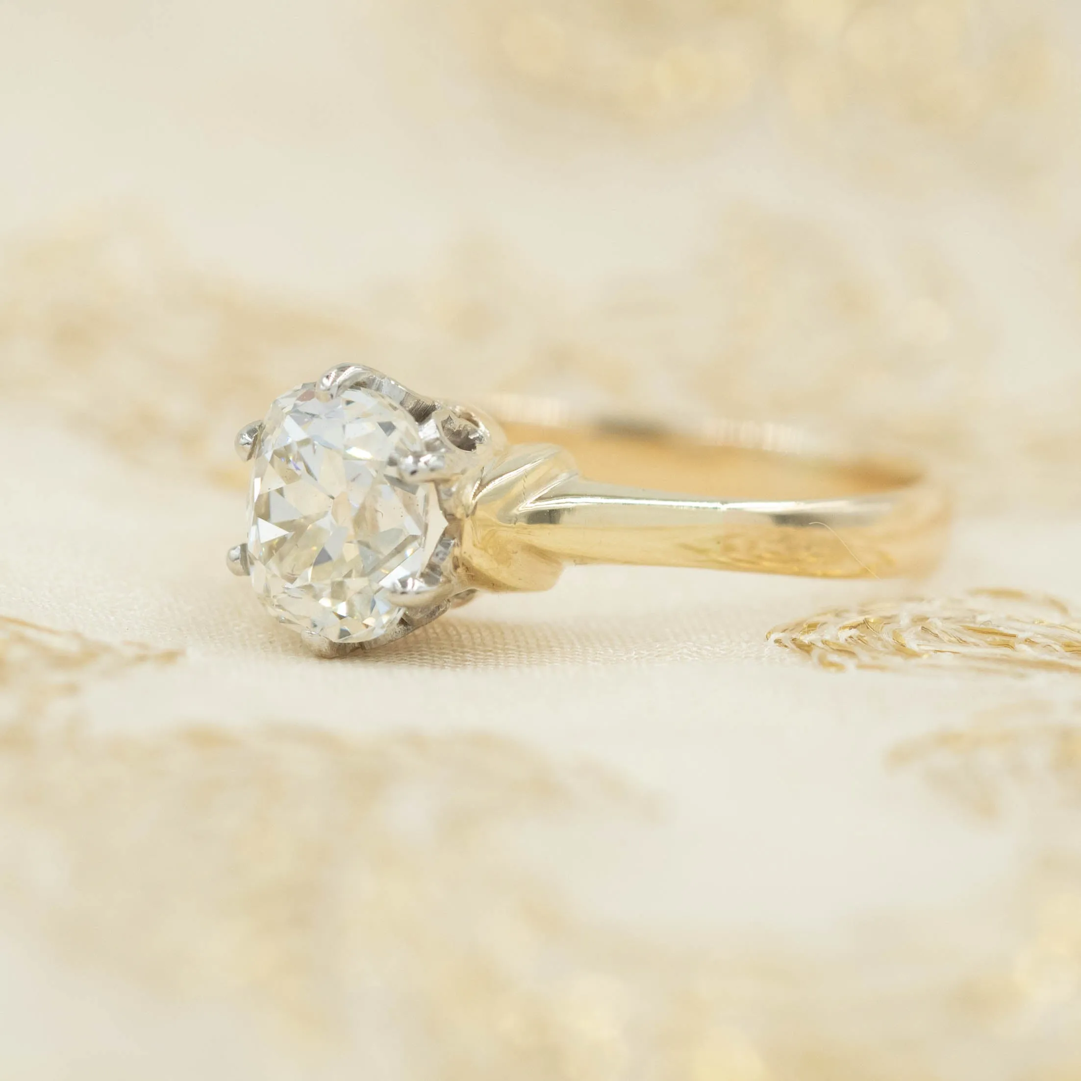 Antique Cushion Cut Diamond Solitaire