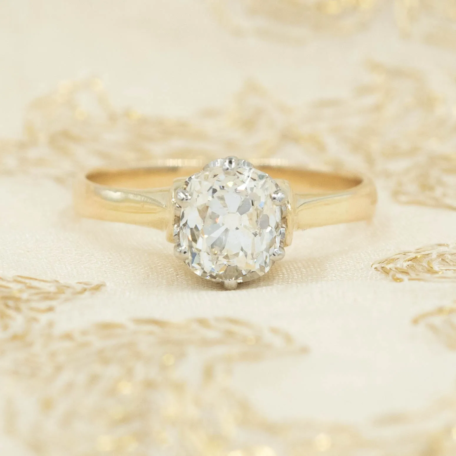 Antique Cushion Cut Diamond Solitaire