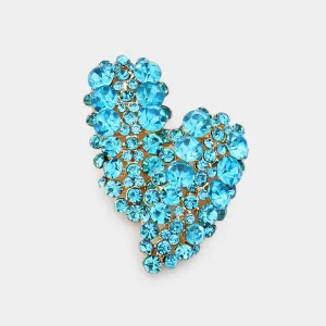 Aqua Round Stone Cluster Pageant Earrings | Prom Earrings |  549550
